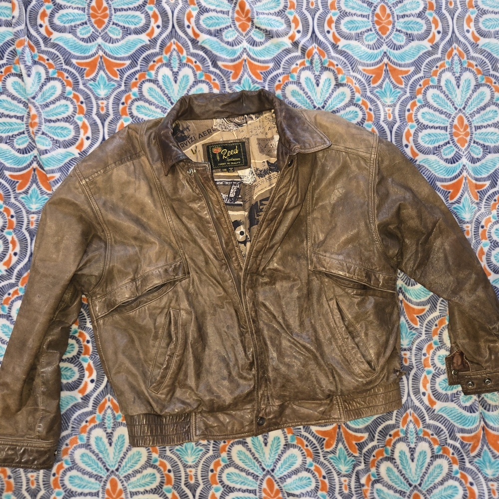 Vintage Reed Charles Lindbergh Bomber Leather Jacket Size Regular 46